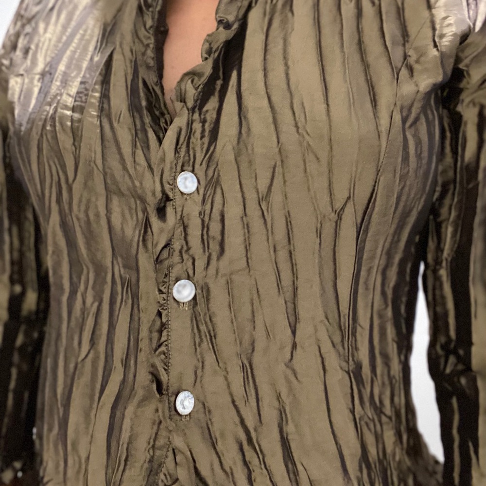 Olive silk blouse